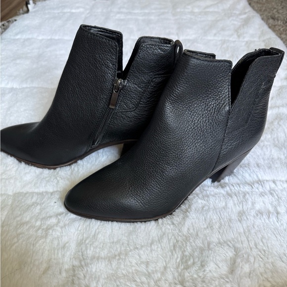 Franco Sarto Black Leather Oreste Ankle Booties - Picture 1 of 7